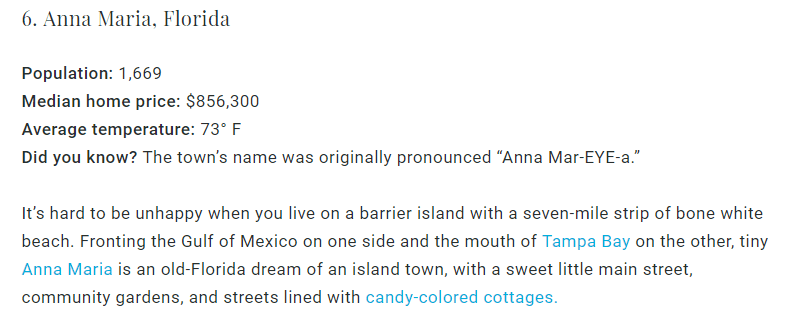 Anna Maria Island – Voted 6th Happiest Seaside Town in U.S.